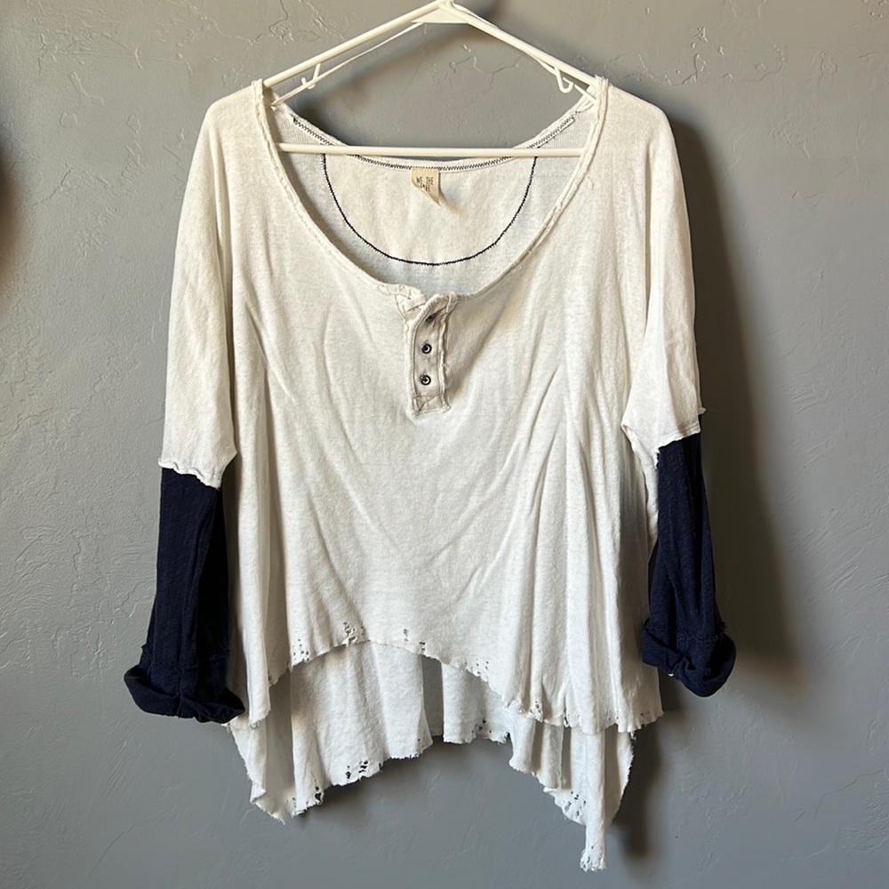 FREE PEOPLE Distressed Baseball Tee